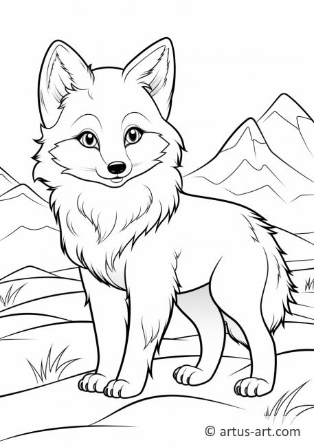 Kleurplaat van een Arctische vos